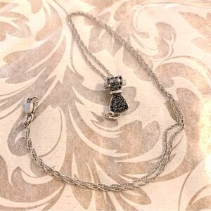 925 Sterling Silver Mini Kitty Cat Pendant .75” on 925 Sterling Silver Chain 18”